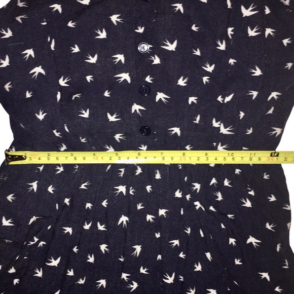 Sundress w/ Birds Cut Out Back Sleeveless Asymmetrical Navy Adam Levine Large - Picture 14 of 16